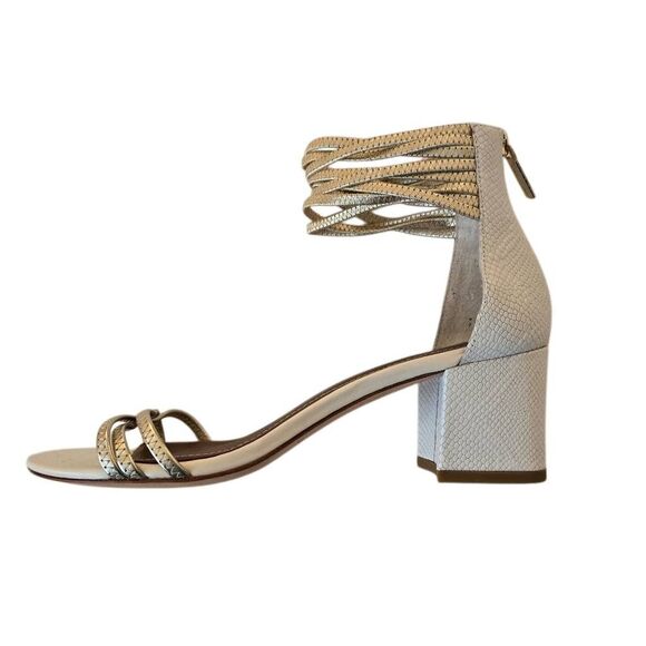 Donald J Pliner Womens Leather Block Heel Dress Sandals Platino Bone Size 10 - Picture 1 of 12